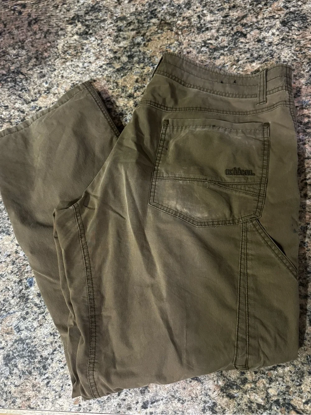 KUHL Revolver Pants Men 38x30 khakis Brown Hiking Outdoor Cargo Vintage Patina